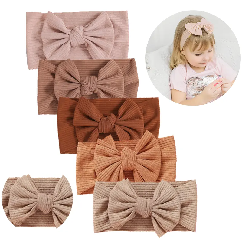 2021 Hot Sale Wholesale Bow Knotted Baby Headbands Newborn Elastic Baby Hair Accessories Hair Accessories For Kids