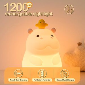 <span class=keywords><strong>Veilleuse</strong></span> LED ATSUI <span class=keywords><strong>Hippo</strong></span>, Lampe Animale Nouveauté en Silicone Alimentaire, 2 Niveaux de Luminosité Réglables, Décoration de Bureau pour Crèche, Cadeau Amusant pour - Product Image 6