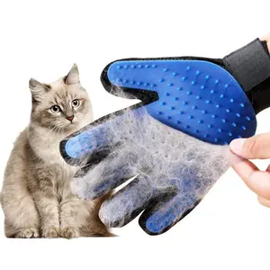 Desain Baru 260 Tips Sarung Tangan Perawatan Hewan Peliharaan Silicone Deshedding Bath Brush Glove Efisien Pet Hair Remover Mitt Sarung Tangan untuk Anjing Kucing