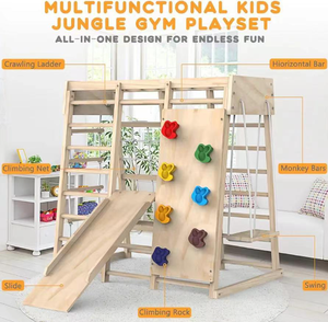 Juego de Columpios de Madera para Niños, para Interiores, Gimnasio, Ejercicio, Fitness, Actividades en Casa, Parque Infantil con Toboganes, Cuerdas y Columpios - Product Image 4
