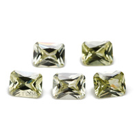 ST Gems Bijoux en Zircon Cubique Rectangulaire de Couleur Olive Créé en Laboratoire avec Effet de Jeu de Couleurs/Feu