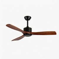 Ventilateur de plafond moderne de style classique, fabriqué en Chine, avec moteur électrique DC, 52 pouces, 3 pales en bois massif