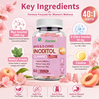 Gummies d'Inositol pour l'Équilibre Hormonal Féminin, Rapport 40:1 Myo-D-Chiro, Sans Sucre, Soutien Ovarien, OEM ODM Marque Privée Vente en Gros