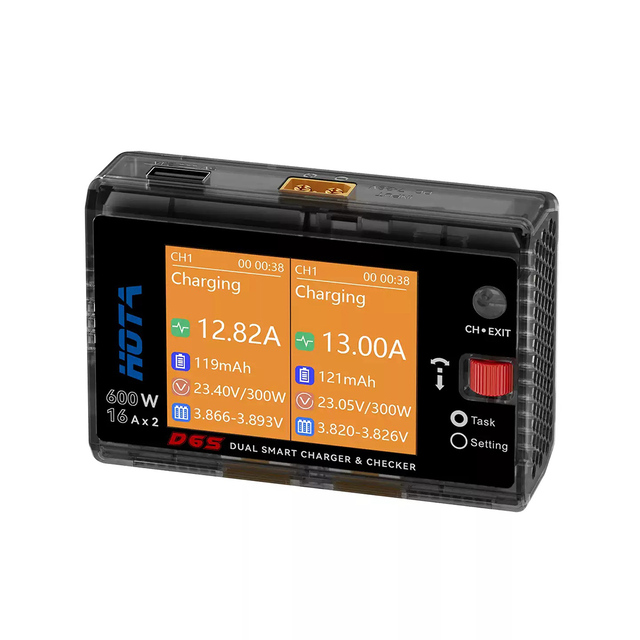 HOTA D6S Dual Channel Smart Balance Charger 600W High Power for LiPo LiHV LiFe NiMH Battery RC Car Airplane Battery Fast Charger