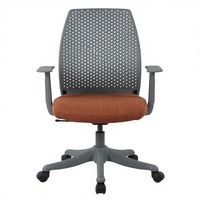 Chaise de bureau contemporaine Henglin à dossier moyen, housse de dossier amovible et lavable, chaise de bureau pivotante réglable, base en aluminium fixe
