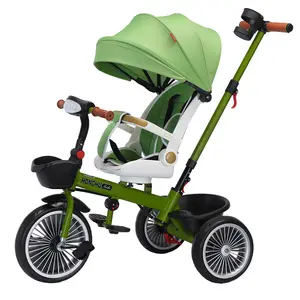 Nieuwe Multifunctionele Vier-In-Één Driewielige Trolley Kinderen Driewieler Fiets 1-6 Jaar Draaibaar En Baby Met Duw Kinderwagen