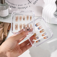 Boîte de rangement et de présentation carrée transparente haut de gamme WEISI pour nail art, emballage en acrylique fait main avec logo personnalisable pour faux ongles