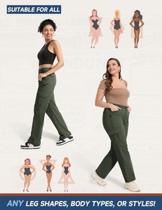 Pantalones Cargo de Senderismo para Mujer, con Cordón Ajustable, Cintura Alta, Pierna Ancha, Resistentes al Agua, Ligeros, Elásticos, Casuales, para Trabajo y Aire Libre - Product Image 4