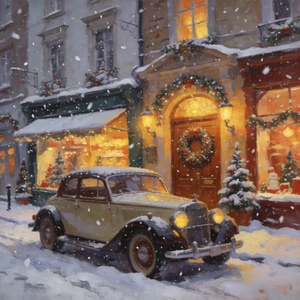 Kit Pittura Fai da Te con Numeri: <span class=keywords><strong>Auto</strong></span> Rossa <span class=keywords><strong>Vintage</strong></span> di Natale, Scena Invernale in Tonalità Calde, Quadro su Tela, Decorazione Murale per la Casa, Ingrosso - Product Image 1