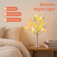 Décorations de Pâques, lampe d'arbre LED en forme d'œuf de Pâques éclairé, fonctionne à piles, lumière blanche chaude, décoration de table, décorations pour la maison