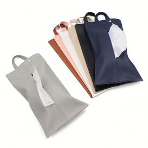 <b>Soft</b> <b>Box</b> Waterproof Pu Leather Pouch Hanging Tissue Napkin Bag for Car Backseat Headrest - Product Image 3