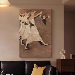 Peinture murale sur toile faite à la main de Style médiéval rétro français pour fond de canapé Hall d'entrée haut de gamme Niche Art Original - Product Image 5
