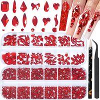 Vente directe usine – Strass pour ongles AB à 12 compartiments, formes variées, double boîte, cristaux décoratifs pour nail art