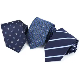 Design Neck Tie Personal Company Logo Custom Woven Jacquard Neck Ties Blue Silk Factory Wholesale Custom Business Tie