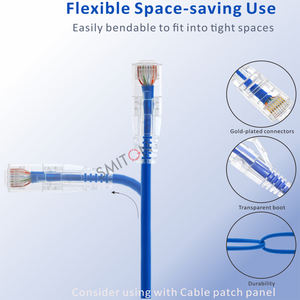 Câble réseau UTP à vitesse éclair de 10 Gbit/s, câble en cuivre fin CAT6, câble de raccordement de 15 cm - Product Image 3