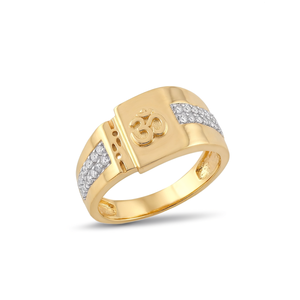 Bague de cocktail Om en or 18 carats pour homme avec accents de diamants, bijou de luxe pour mariage, fête et usage quotidien - Product Image 2