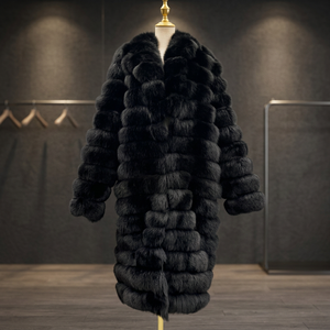 Manteau d'hiver personnalisé en fourrure de renard noir, imperméable, réversible, rembourré de duvet, longueur intégrale, pour homme - Product Image 3