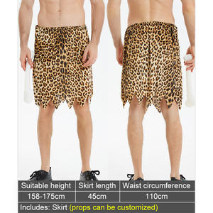 Costume de Caveman pour <span class=keywords><strong>homme</strong></span>, jupe à imprimé tigre, Halloween, préhistorique, tribal, cosplay, fête, déguisements - Product Image 4