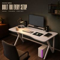 Table de jeu multifonctionnelle avec plateau en fibre de carbone, bureau d'ordinateur avec pieds en X, bord incurvé ergonomique pour l'étude, le travail et les jeux