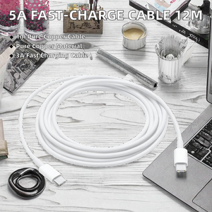 Đồng nguyên chất 5A nhanh chóng sạc Type-C <span class=keywords><strong>USB</strong></span> Cáp dữ liệu 12 mét cáp điện thoại di động với braid che chắn TPE Áo khoác Sản xuất tại Trung Quốc - Product Image 3