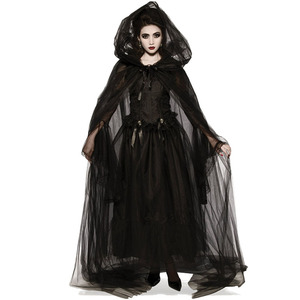 Disfraz de Fantasma de la Noche para Mujer, Capa Larga Negra con Capucha, Túnica de Bruja, Túnica de la Muerte, Disfraz de Halloween para Fiesta - Product Image 3