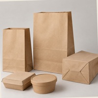 Sacs en papier kraft SOS imprimés sur mesure sans poignées pour la vente à emporter, fond carré, emballage alimentaire, vente en gros, approvisionnement B2B