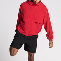 Maßgeschneiderte Herren-Windjacke Laufjacke aus Nylon Minimalistische Schwarze Jacke Atmungsaktive Shorts mit Jacken Freizeit-Oberteile