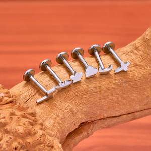 316L thép không gỉ mặt trăng sao chéo labret Lip Stud Vật liệu phẫu thuật sụn Helix tragus cơ thể không thấm nước piercing đồ trang sức - Product Image 4