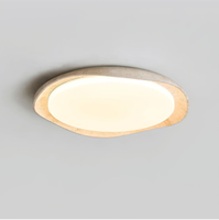 Lámpara de Techo de Travertino Crema Estilo Japonés Wabi Sabi, Diseño Minimalista para Dormitorio Principal, Sala de Estar, Comedor, Decoración LED