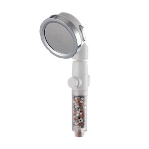 Pommeau de douche à main rond réglable, jet massant, effet pluie, portable, finition chromée pour salle de bain - Product Image 2