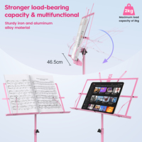 Custom Colors Pink Black Blue Musical Instrument Stands Iron Aluminum Alloy Metal Foldable Music Sheet Stand