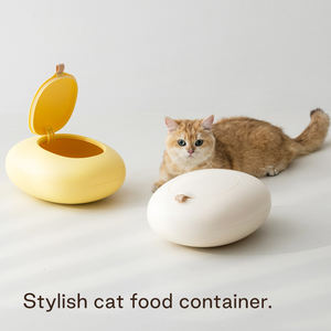 <span class=keywords><strong>Container</strong></span> de Armazenamento de Ração para Cães e Gatos Oval Moderno e Portátil em Plástico à Prova d'Água com Tampa - Product Image 3