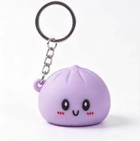 Porte-clés Mini Dumplings 2026 en silicone, jouet anti-stress lumineux à expression mignonne, breloque de sac de dessin animé