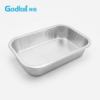 Contenants d'emballage à emporter haut de gamme personnalisés, contenants en aluminium à paroi lisse argentée