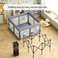 Parc de jeu pliable pour enfants, clôture de sécurité pour bébés en maille transparente, tissu à motif UD, gain de place
