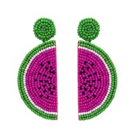 Bijoux DG, vente à chaud transfrontalière, boucles d'oreilles élégantes pour femmes en perles de riz et pierres naturelles, style estival, pastèque fraîche, personnalité