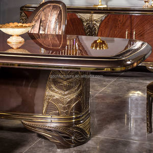 Juego de Mesa y Sillas de Comedor de Madera Maciza Neoclásica Tallada a Mano, Diseño Antiguo Tradicional Europeo, Muebles para el Hogar - Product Image 4