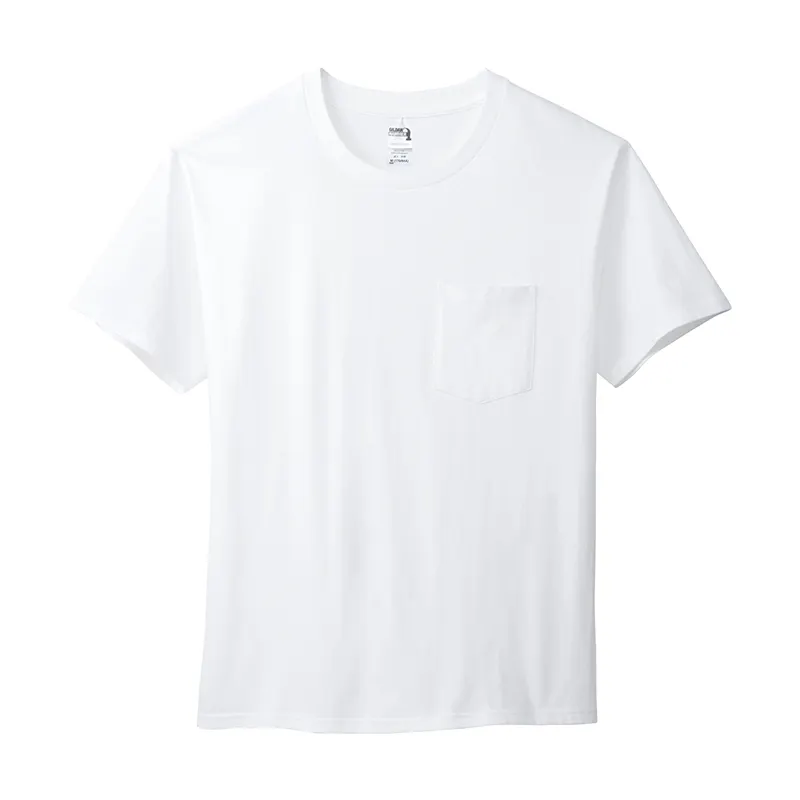 custom short sleeve combed 100% cotton fashion blank t-shirts printing logo men's plain dyed tshirt pocket
