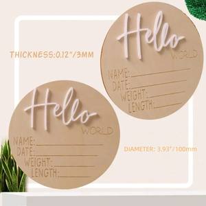 Cartes <span class=keywords><strong>de</strong></span> jalons pour bébé Accessoires <span class=keywords><strong>de</strong></span> photographie en bois pour nouveau-né Signe d'annonce <span class=keywords><strong>de</strong></span> <span class=keywords><strong>naissance</strong></span> Hello World Signe pour nouveau-né - Product Image 6