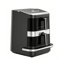 Freidora de Aire Eléctrica Anbolife de Fábrica con Funciones para Hornear Pizza, 7L + 5L + Cesta Doble de 12 Pulgadas, Pantalla LCD Táctil Plegable