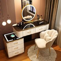Nouvelle Coiffeuse Intelligente 2026 en Bois Massif, Compacte et Moderne, avec Miroir Éclairé – Idéale pour Appartements en Location, Hôtels – Tendance Minimaliste