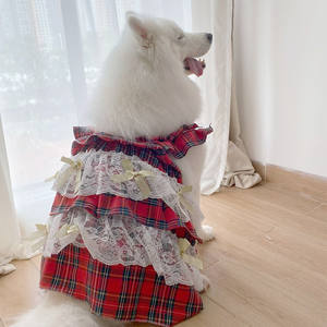 Ropa para Perros, Vestido para Mascotas, Encaje a Cuadros Rojos para Samoyedos, Labradores, Perros Medianos y Grandes - Product Image 1