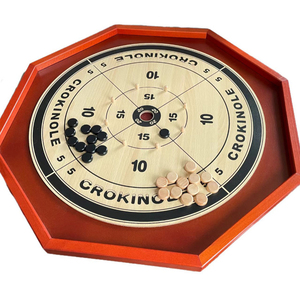 Ensemble de jeu de société <span class=keywords><strong>Crokinole</strong></span> en bois 4 en 1 pour deux joueurs | 24 disques noirs et blancs et plateau de jeu - Product Image 1