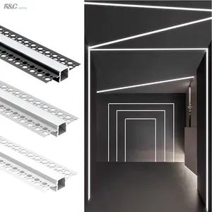 Amostra livre de tiras para iluminação de barra de teto, 1m, 2m, 3m, canal alu, gesso embutido na parede de drywall, perfil de led de alumínio
