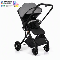 Poussette de voyage pliable compacte pour bébés, inclinable et orientable dans les deux sens, avec grand panier de rangement, réglable, vente en gros