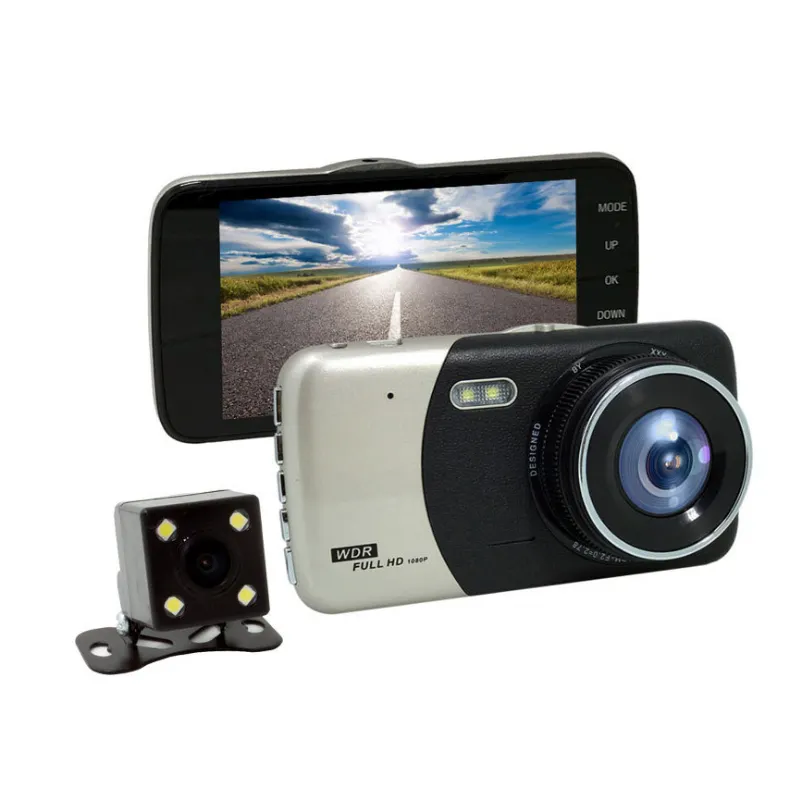 Câmera de ré de 4.0 ", melhor caixa preta para carro, tela ips, 1080p, gravador de vídeo, ângulo amplo, 170 graus, câmera dupla de ré