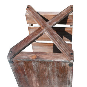 Rústico Estado <span class=keywords><strong>Cava</strong></span> Encimera Estante <span class=keywords><strong>de</strong></span> vino <span class=keywords><strong>de</strong></span> madera maciza para 4 botellas y 6 portavasos - Product Image 6