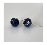 Boucles d'oreilles clous Myrtille Douces et Tendances pour Femme - Style Forêt, Polyvalentes, Aiguille en Argent Haut de Gamme, Luxe Léger
