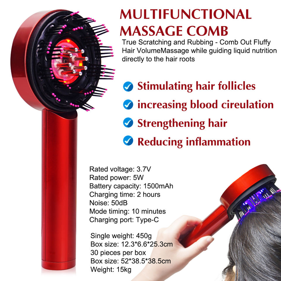 Cordless Electric Scalp Massager Brush Comb Hair Oil Applicator Portable Vibrating Head Massager