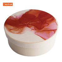 Boîtes de pâturage présente un emballage Récipient de cadeaux rond en bois avec des rubans colorés Habillé Boîte à fromage ronde en bois Boîte en bois